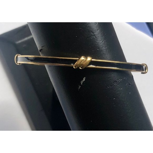 Monet Vintage Gold Tone with Black Enamel Bangle Bracelet 2.75" diameter - Picture 9 of 10